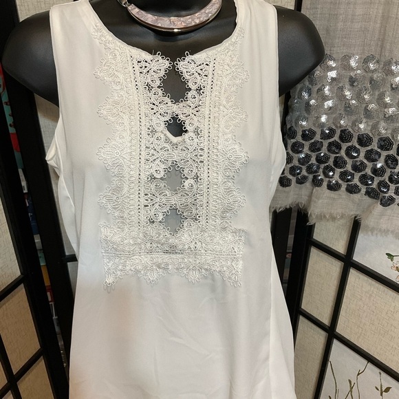 White House Black Market Tops - WHITE House Black Market Lace Trimmed Top